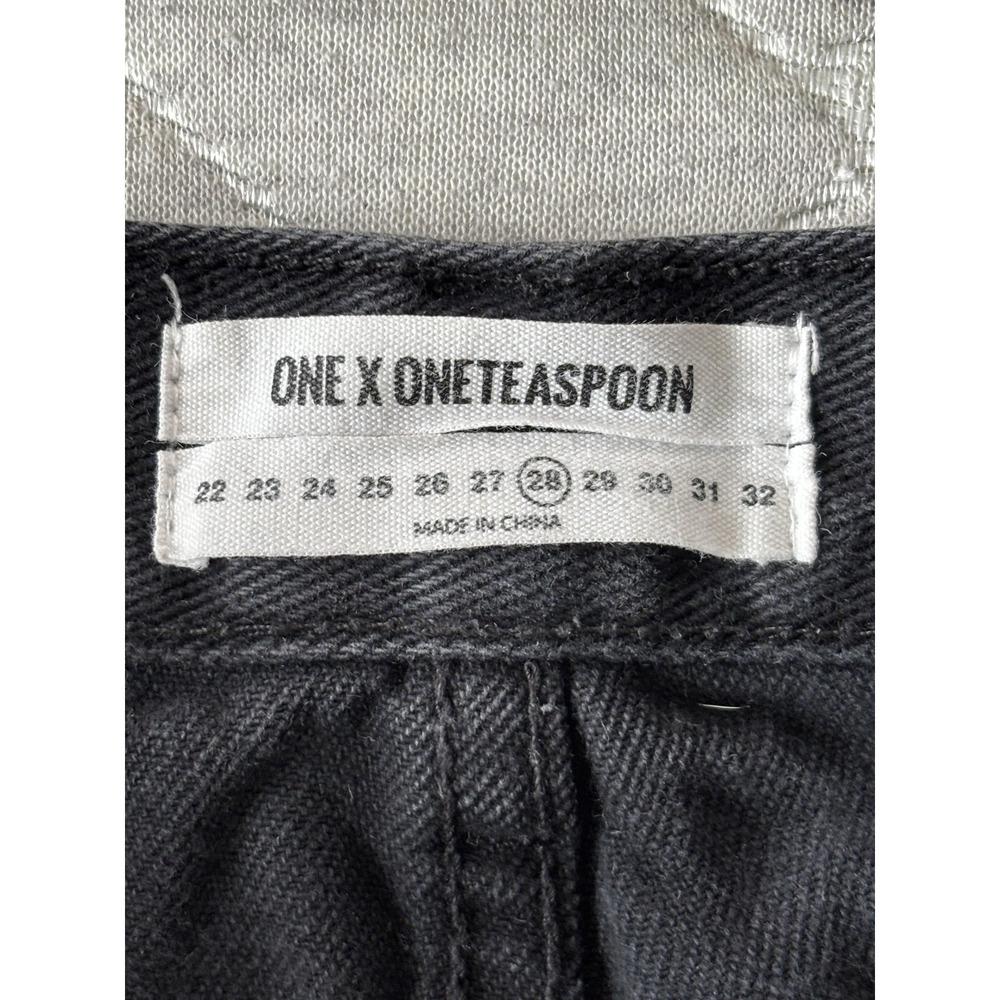 One X Oneteaspoon Shorts Womens 28 Black Denim Cutoff Frayed Hem Distressed - Picture 3 of 7